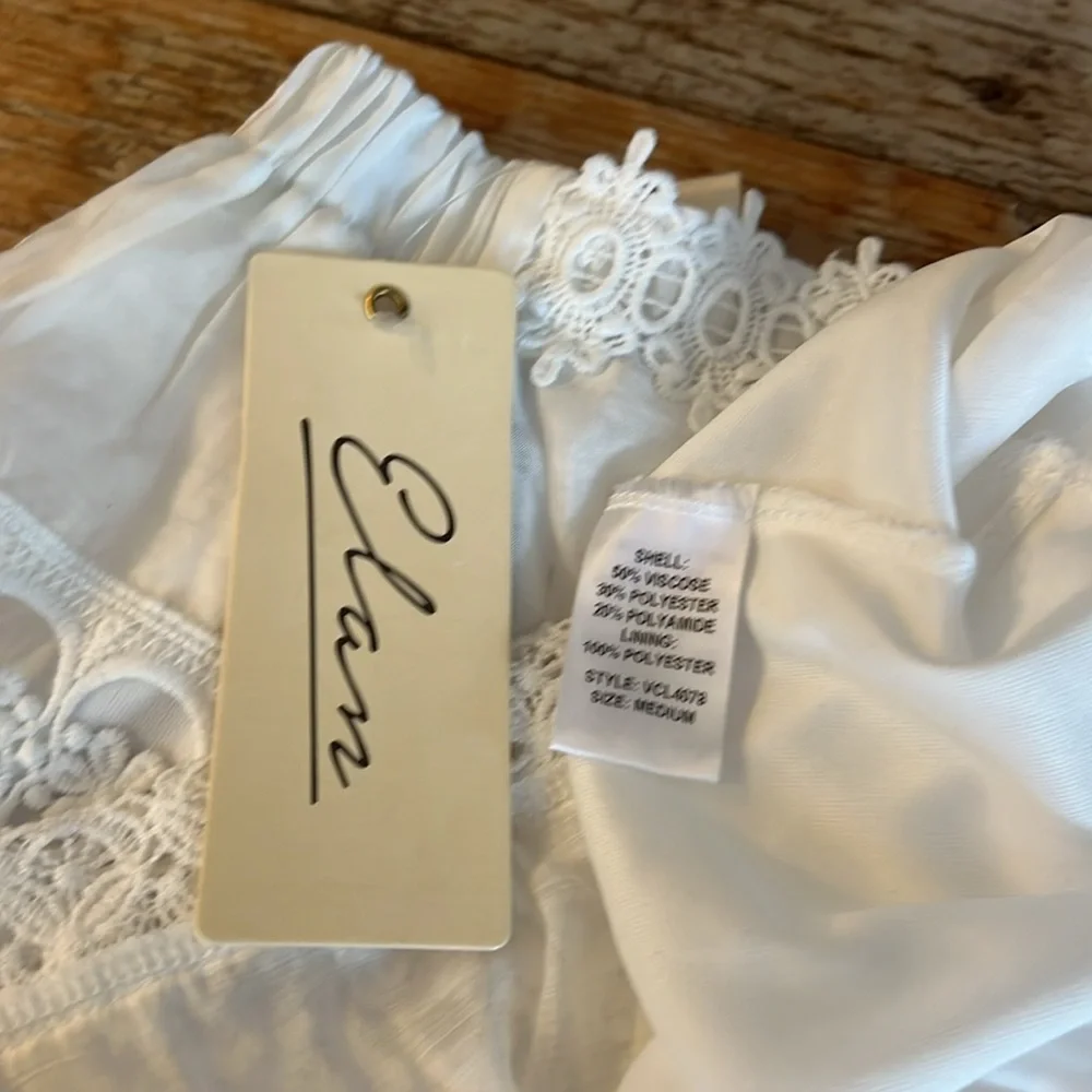 Elan White Lace Skirt Boho Tier Ruffles Peekaboo Lace Size M - Picture 6 of 9